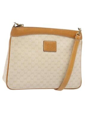Authentic GUCCI Micro GG Supreme Shoulder Bag PVC White Gold